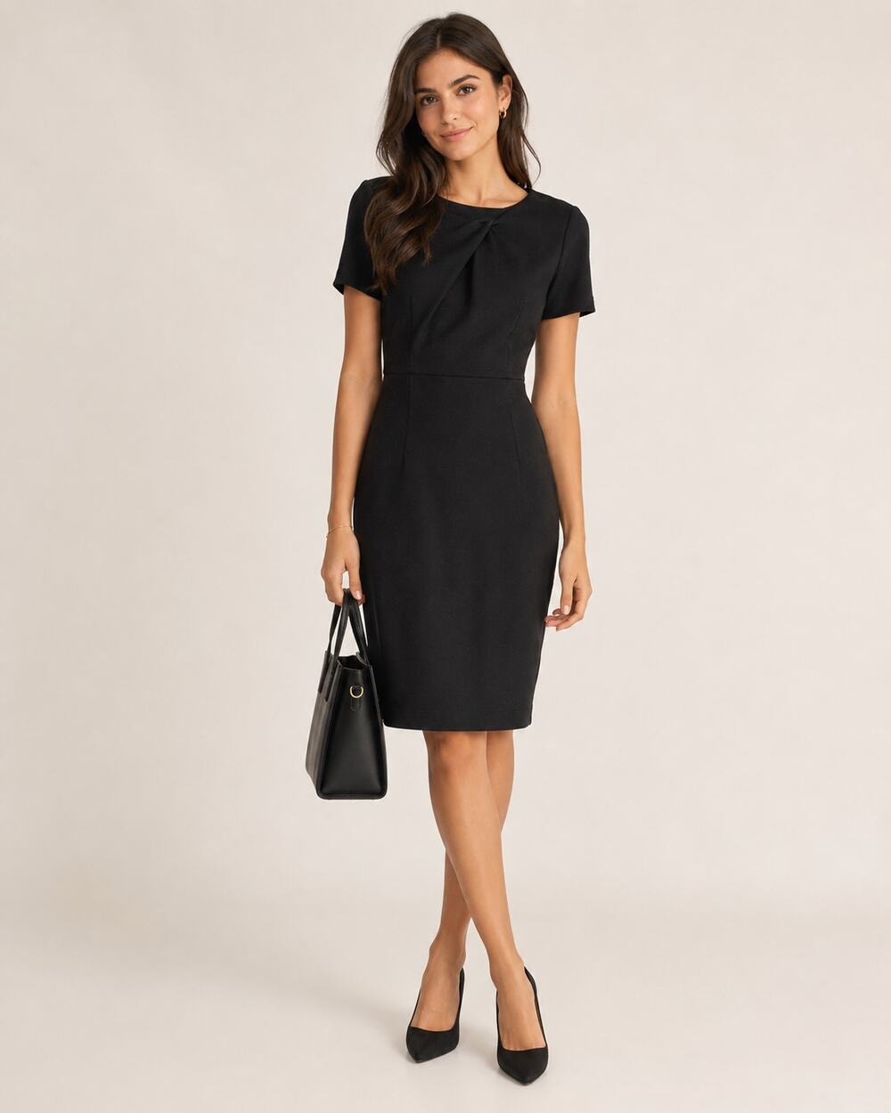 Velvet Graham & Spenser Black Short Sleeve Sheath Dress Womens L Preppy Academia